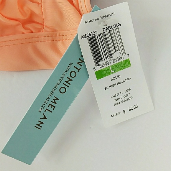 NWT Antonio Melani Darling Peach Orange Halter Top - Picture 2 of 6